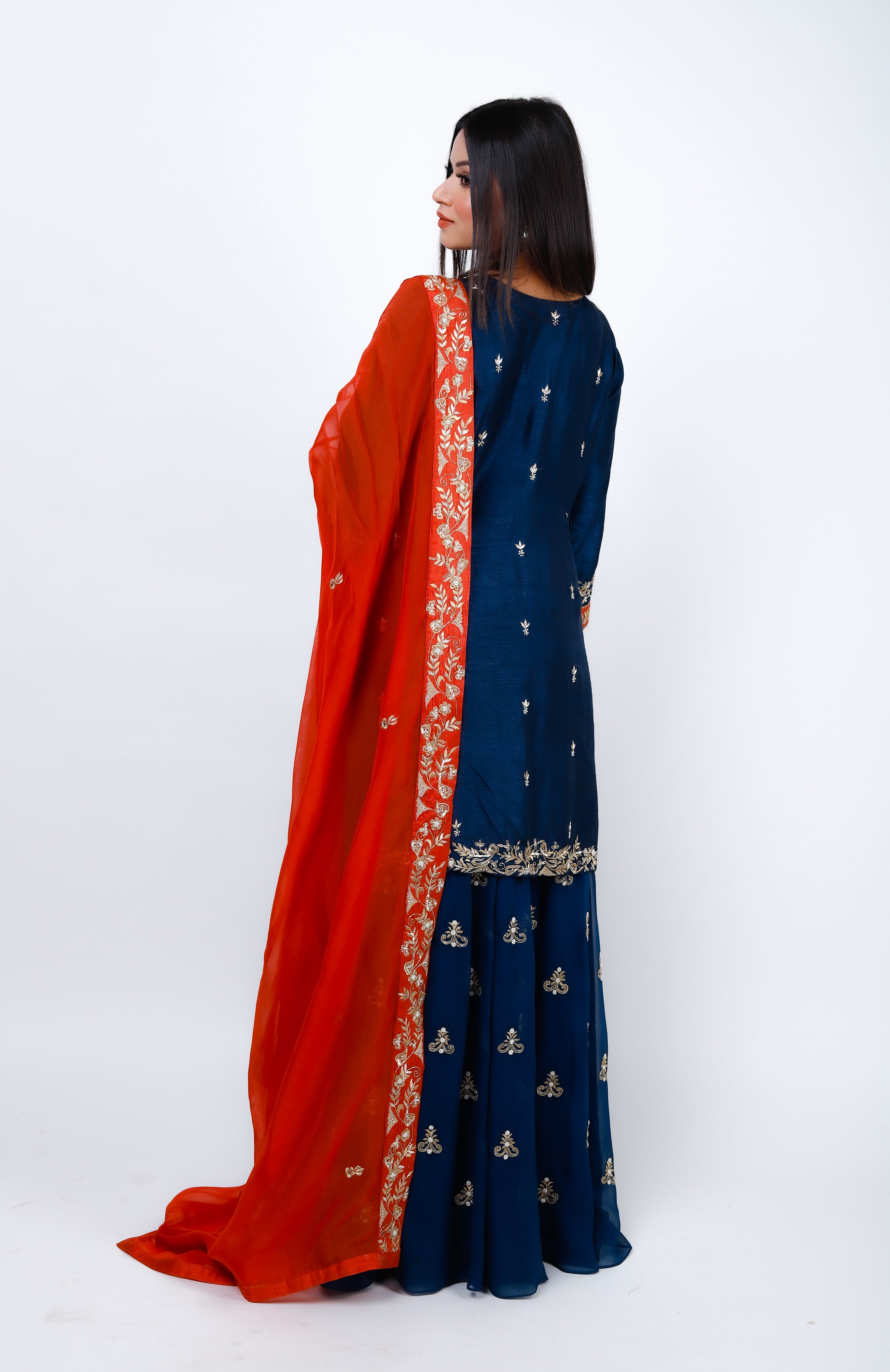 Neck Panel Sharara Suit